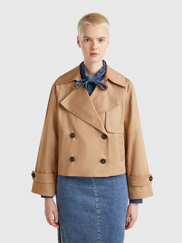 Zweireihiger, verkürzter Trenchcoat Damen