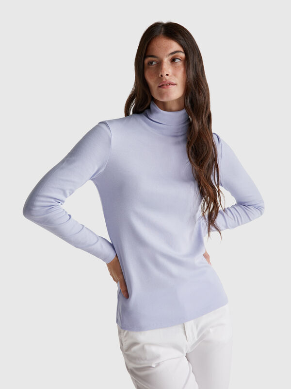 Langarm-T-Shirt mit hohem Halsausschnitt Damen