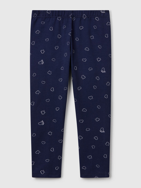 Dunkelblaue Leggings mit Herzdruck Mädchen