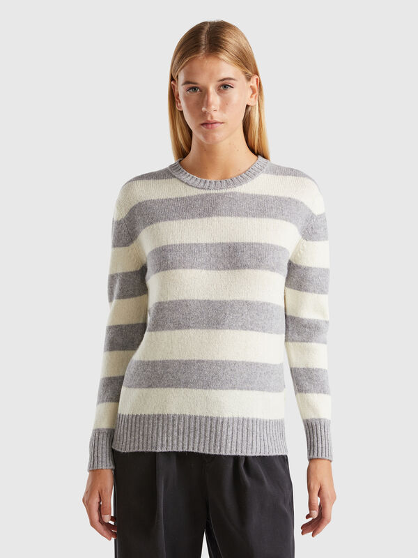 Gestreifter Pullover aus reiner Shetlandwolle Damen