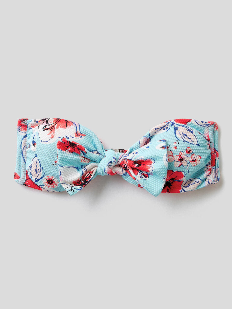 Bikini-Bandeau mit Blumen und Schleife image number 1