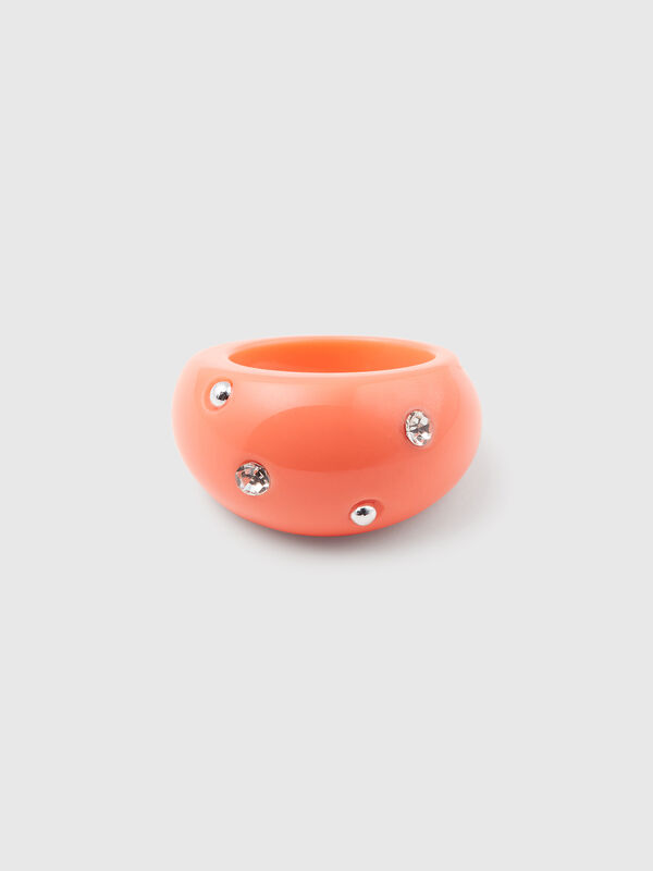 Rosa Ring mit Strasssteinen und Nieten Damen