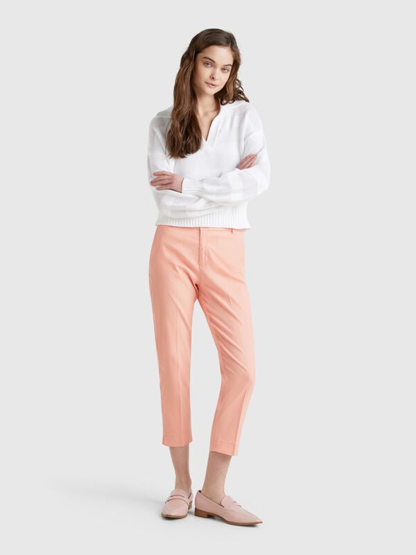 Kurze Chinohose aus Stretch-Baumwolle Damen