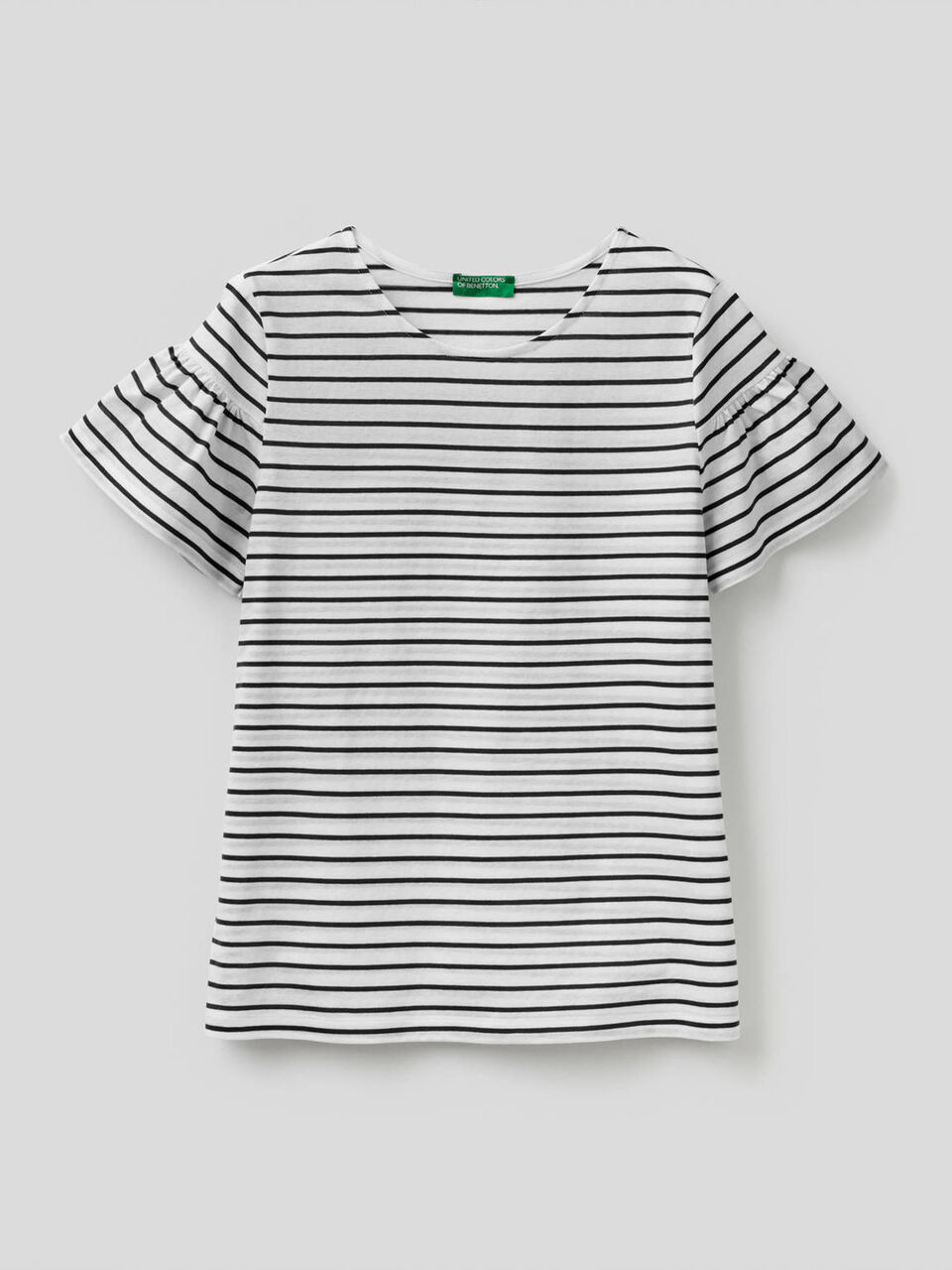 Gestreiftes T-Shirt mit gerafften Ärmeln image number 1