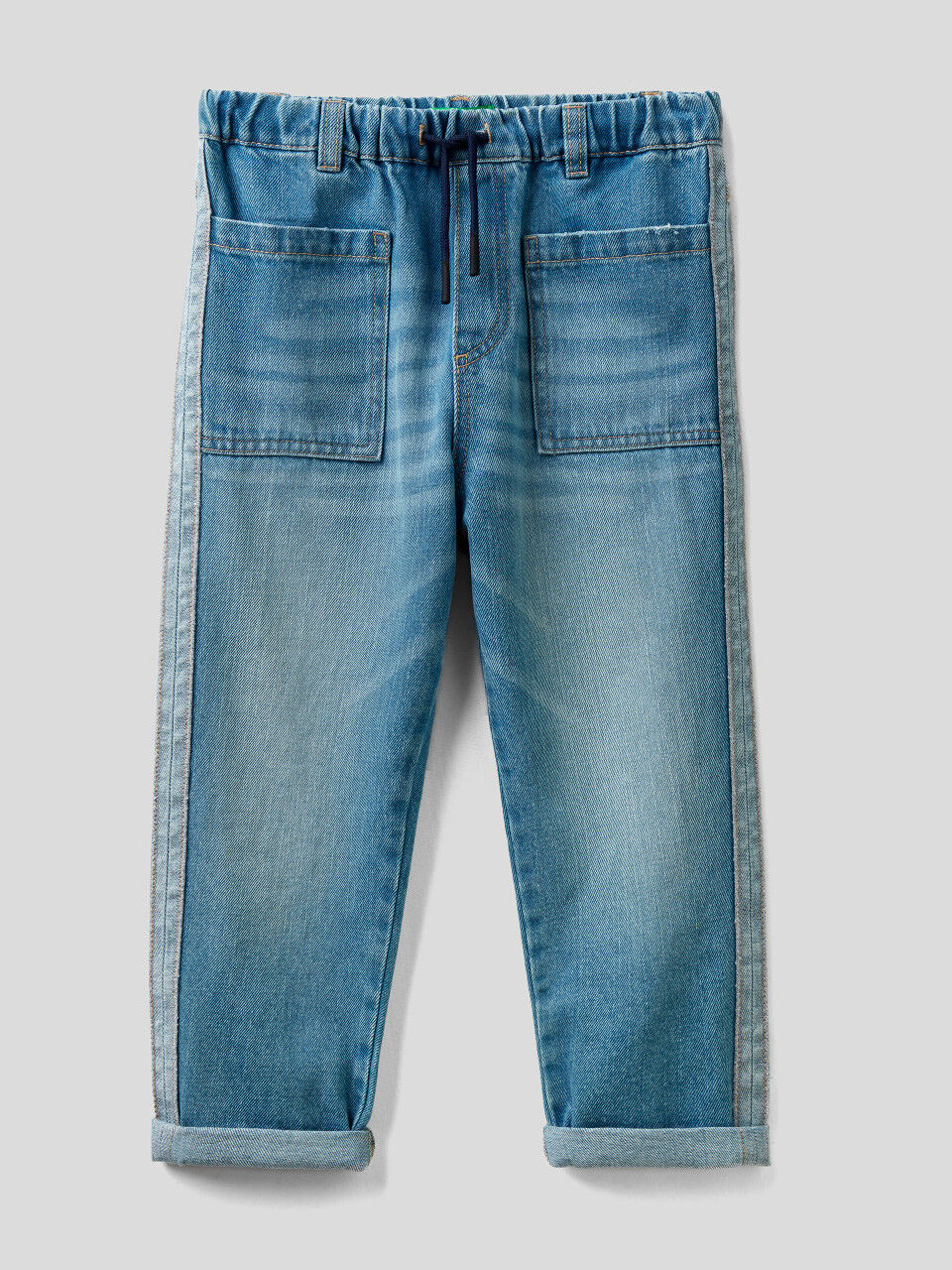 Baggy Fit-Jeans mit seitlichen Bändern