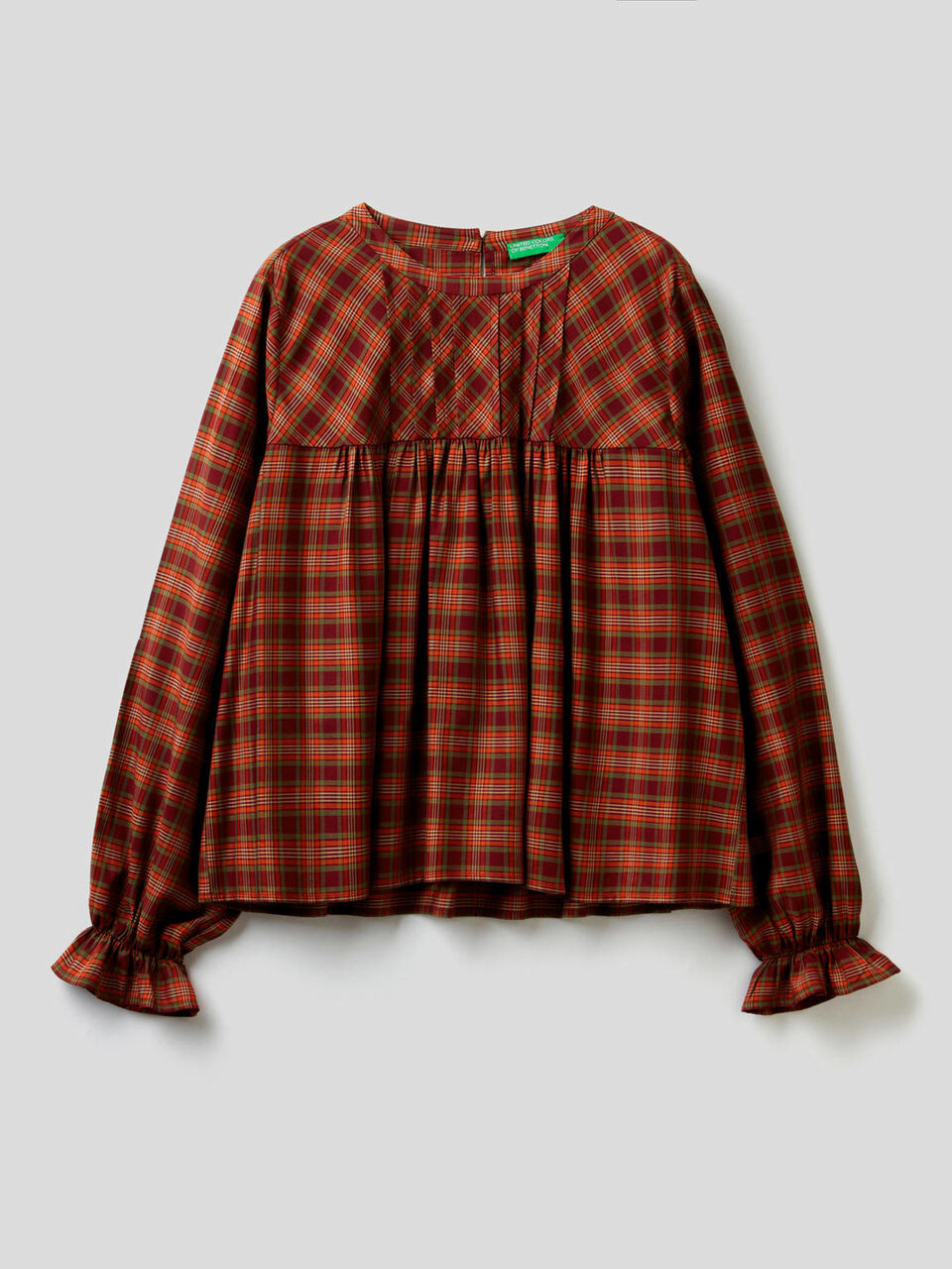Karierte Bluse mit Rüsche image number 1