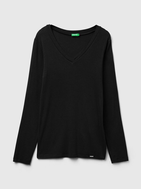 T-Shirt aus Modal- und Kaschmirmischung Damen