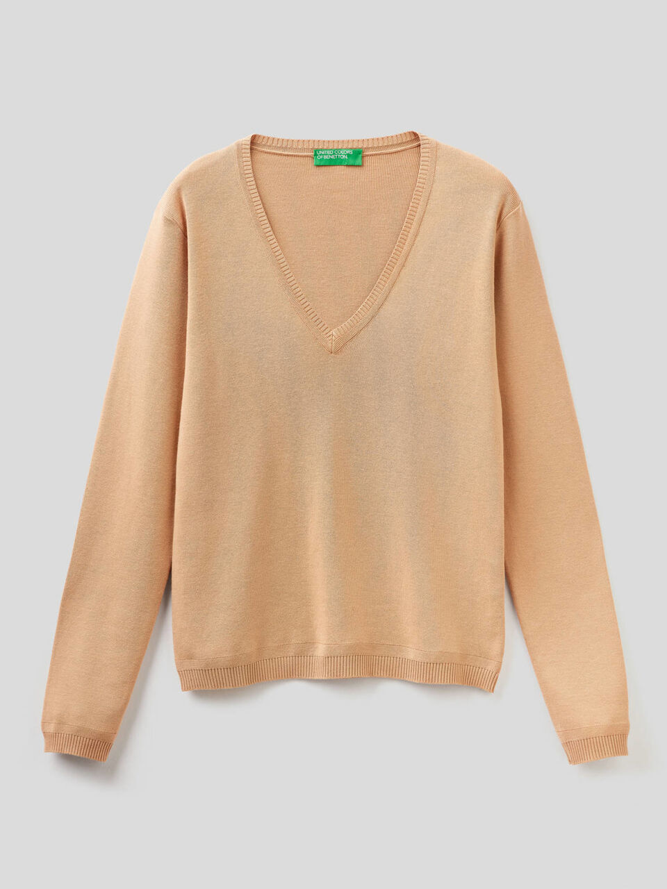 Pullover aus reiner Baumwolle mit V-Ausschnitt image number 1