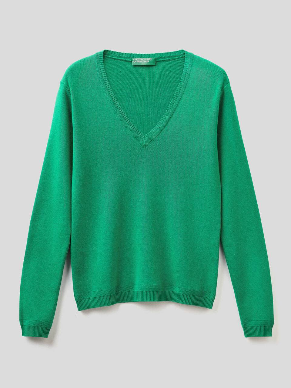 Pullover aus reiner Baumwolle mit V-Ausschnitt image number 1
