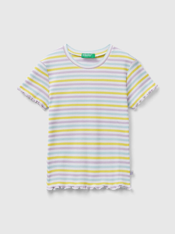 Gestreiftes T-Shirt aus Stretch-Baumwolle Mädchen