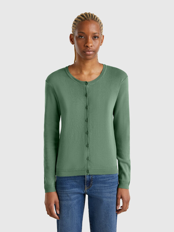Cardigan mit rundem Ausschnitt aus reiner Baumwolle Damen