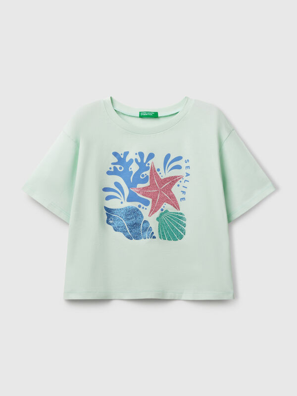 T-Shirt mit Glitzerdruck Mädchen