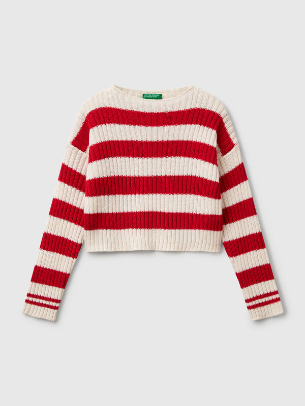 Zweifarbig gestreifter Pullover Mädchen