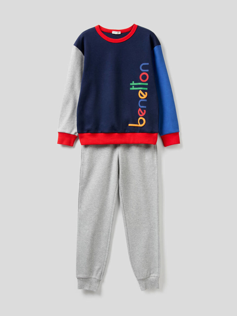 Pyjama mit Farbblöcken aus reiner Baumwolle image number 1