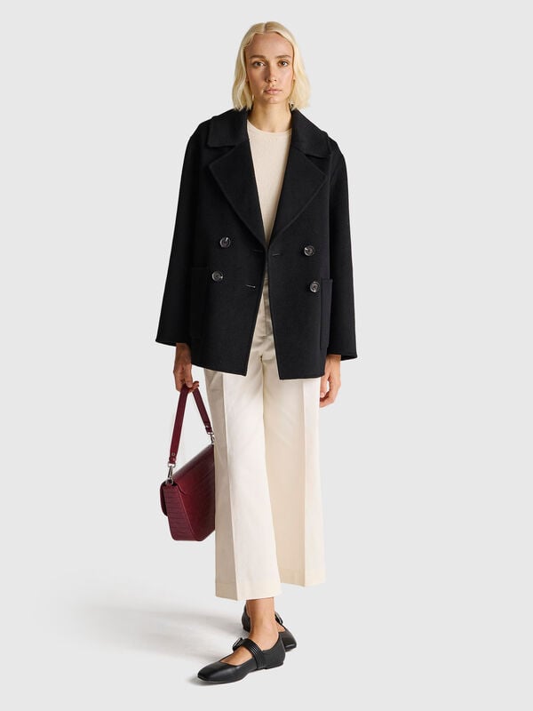 Zweireihiger Mantel aus Wollmischung Damen
