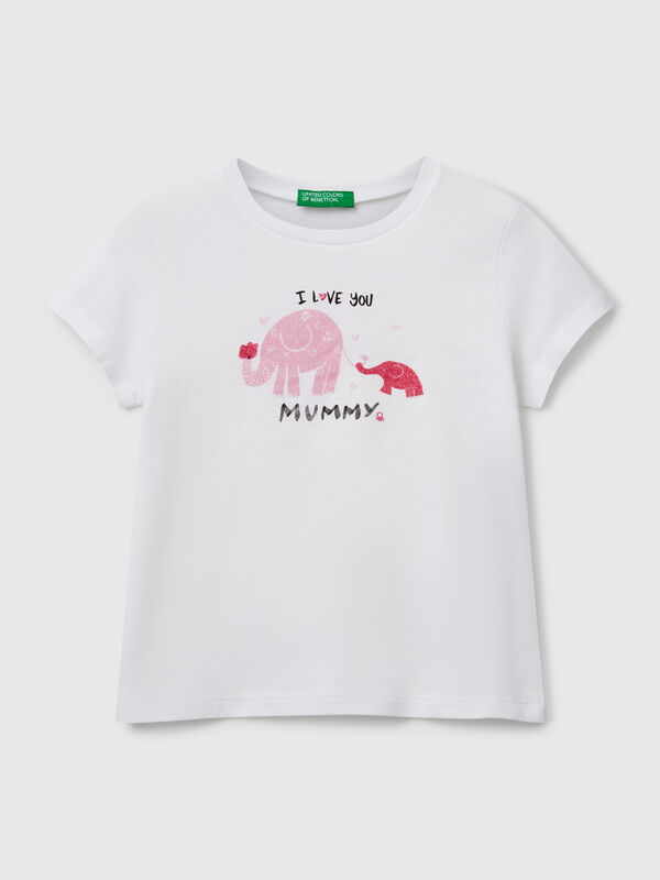 T-Shirt mit normaler Passform und Glitzer Mädchen