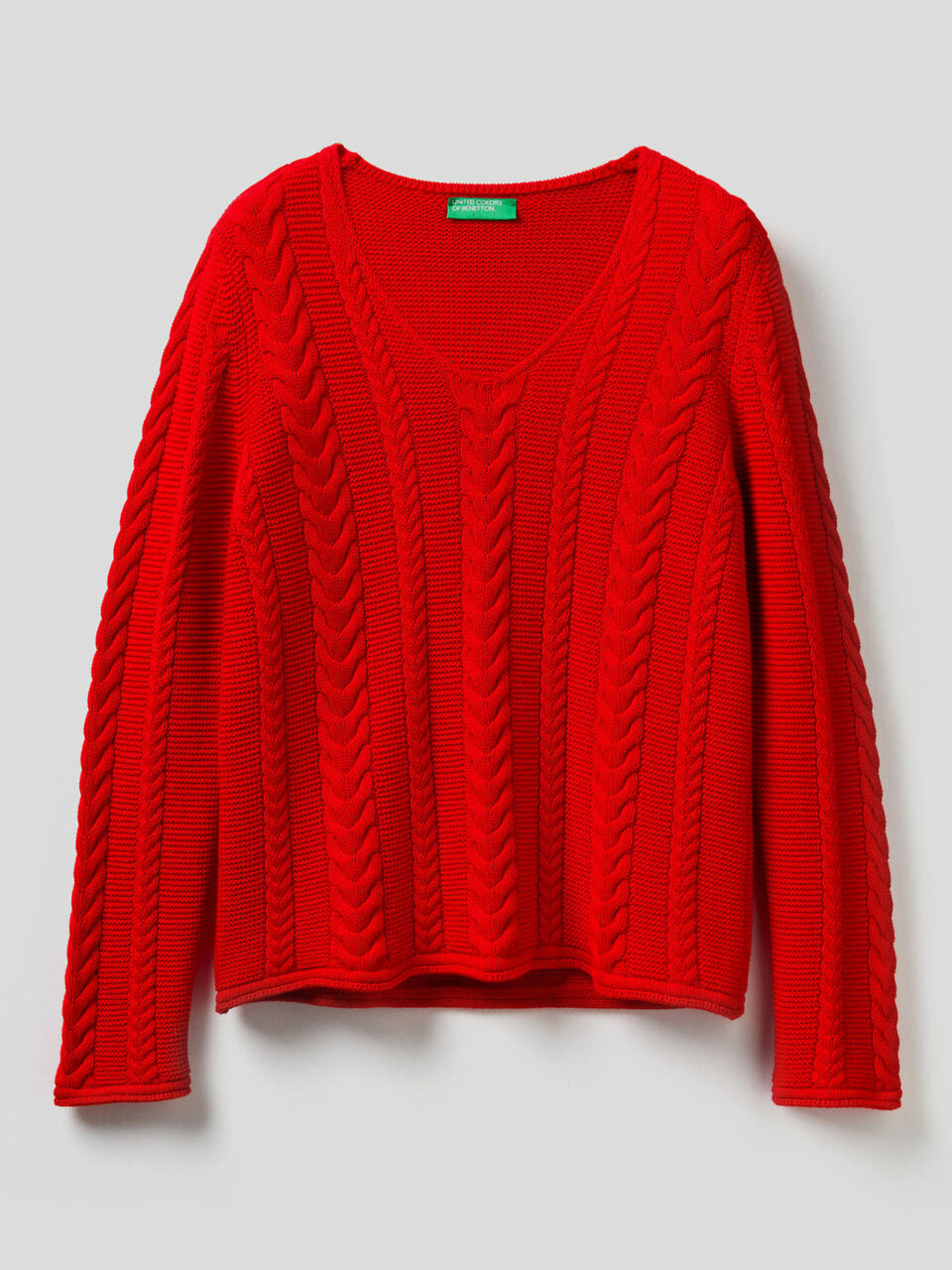Pullover aus reiner Baumwolle mit Flechtmuster image number 1