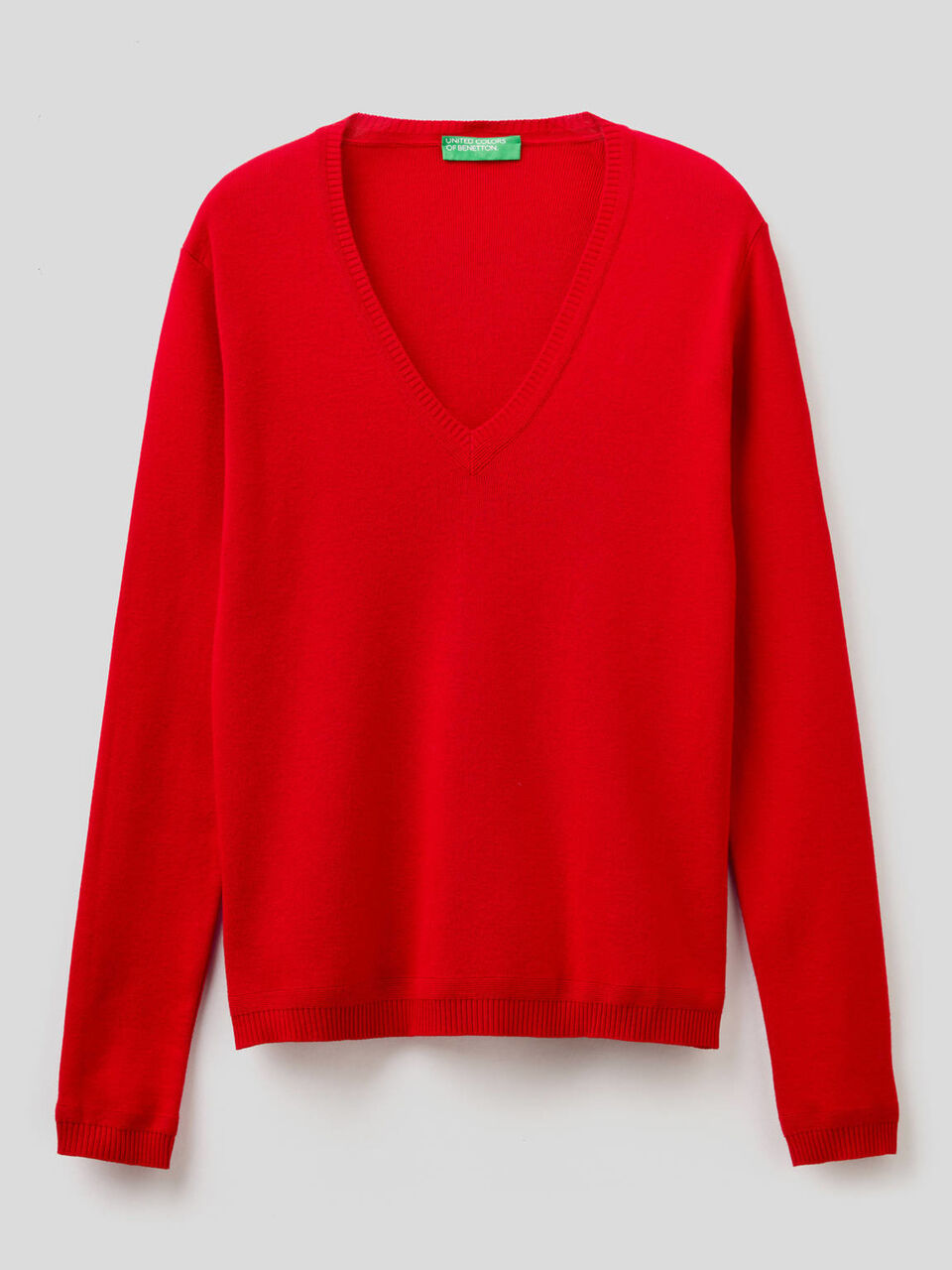 Pullover aus reiner Baumwolle mit V-Ausschnitt image number 1