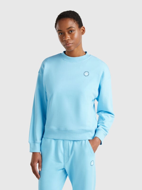 Sweatshirt mit Rundhalsausschnitt aus Baumwollmischung Damen