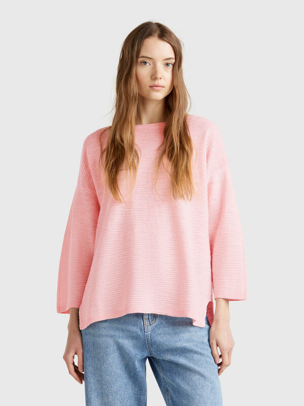 Pullover aus Leinenmischung mit 3/4-Ärmeln Damen