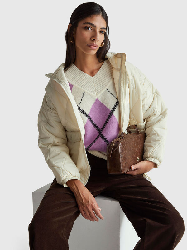 Pullover mit Rauten-Inlay Damen