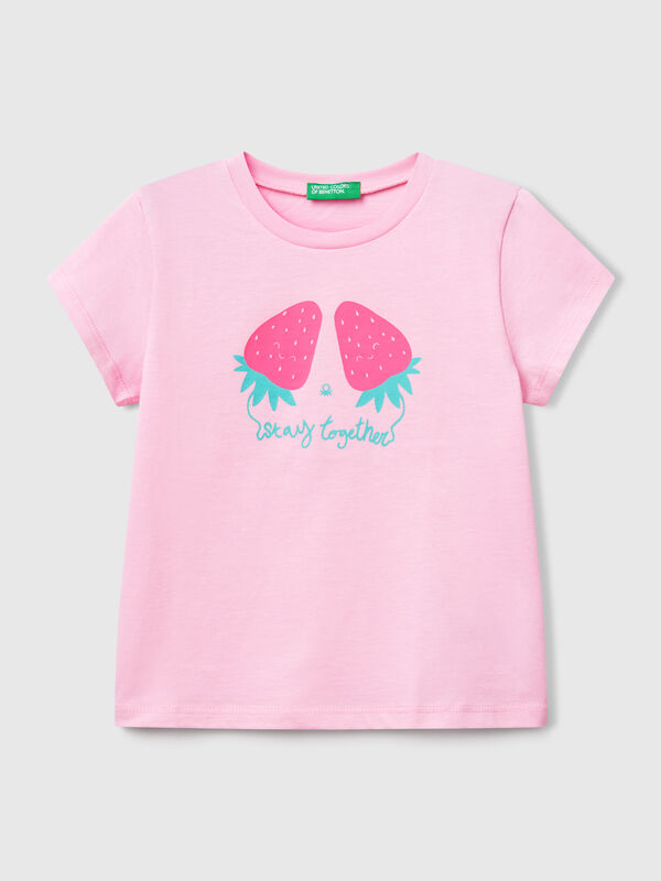 T-Shirt mit fluoreszierendem Aufdruck Mädchen