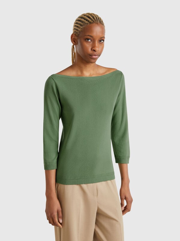 Pulli aus 100% Baumwolle mit Boot-Ausschnitt Damen