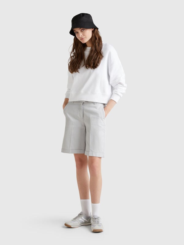 Bermudashorts mit Bündchen aus Stretch-Baumwolle Damen