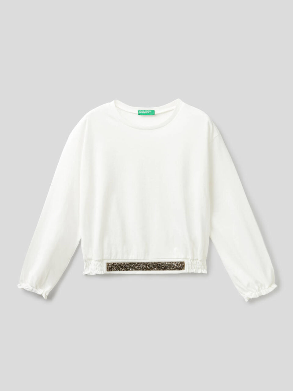 Cropped-T-Shirt mit einem glänzenden Streifen image number 1