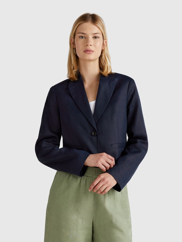 Kurzblazer aus reinem Leinen Damen