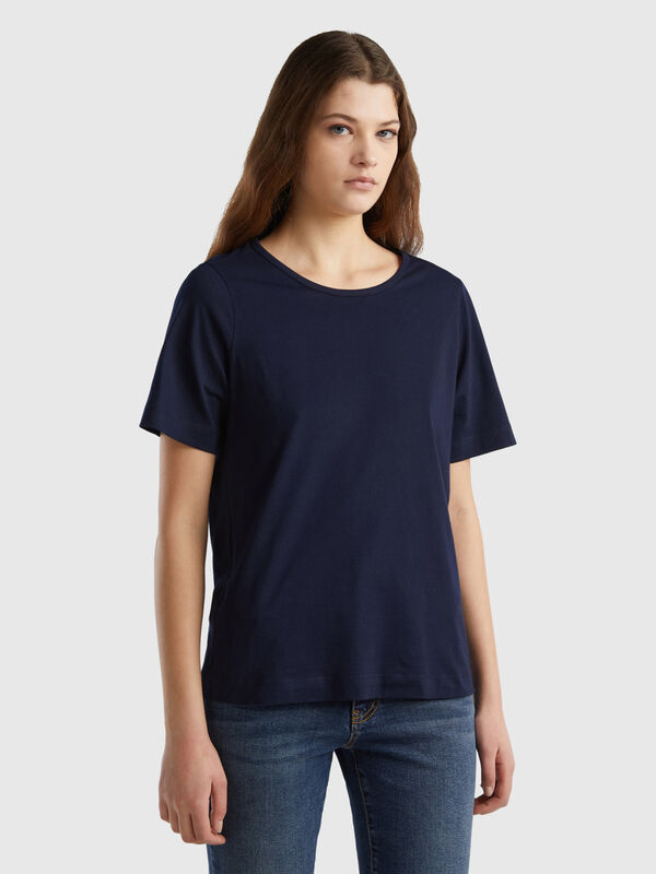 T-Shirt in Dunkelblau mit kurzen Ärmeln Damen