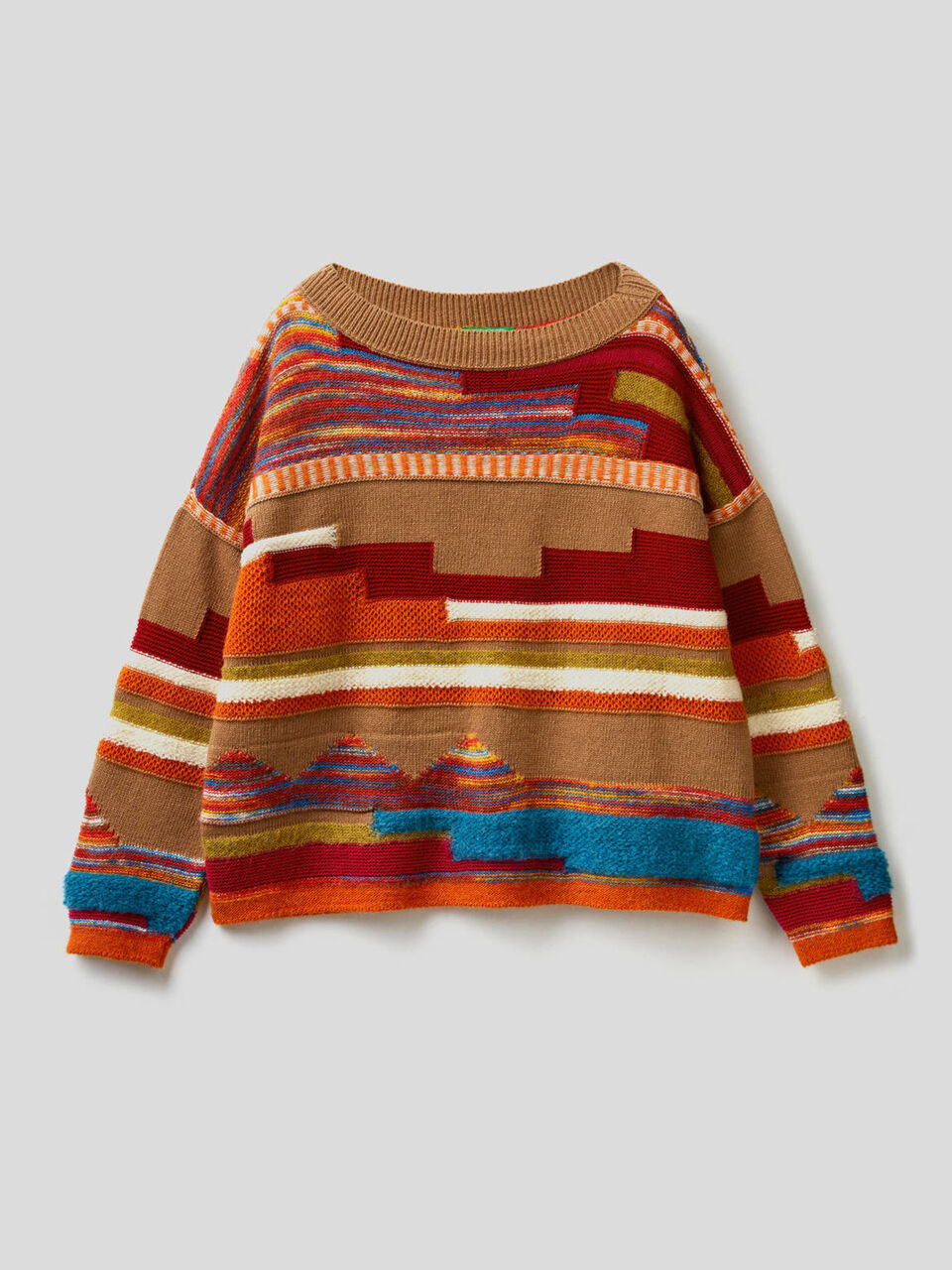 Bunter Pullover mit Rundausschnitt und Intarsienmustern image number 1