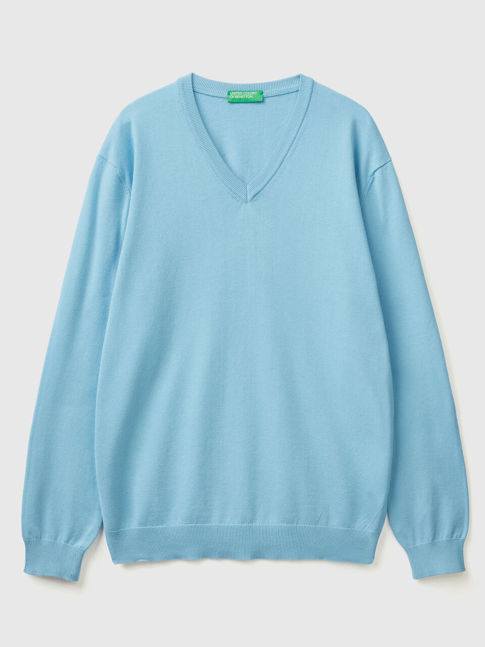 Pulli aus reiner Baumwolle mit V-Ausschnitt image number 1