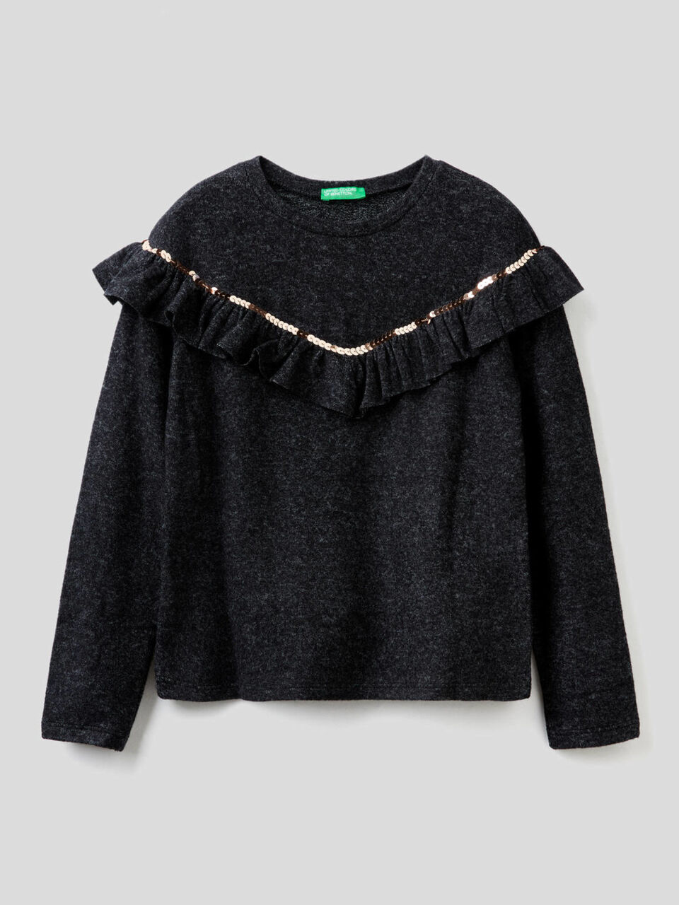 Sweatshirt mit Rüsche und Pailletten image number 1