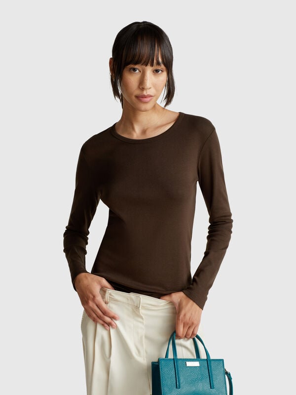 Langarm-T-Shirt aus 100 % Baumwolle Damen