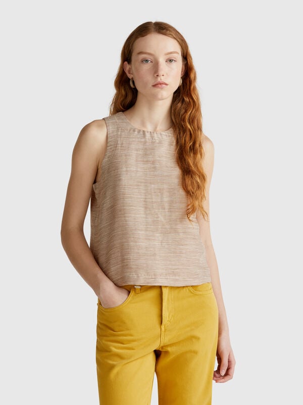 Gestreifte Bluse aus Leinenmischung Damen