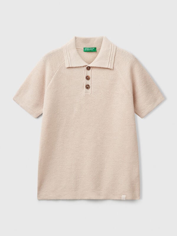 Kurzärmliges Poloshirt aus Leinenmischung Jungen
