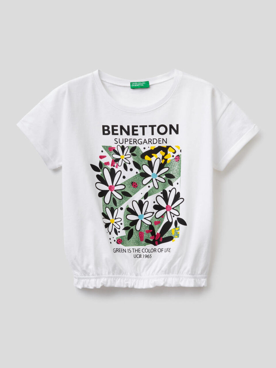 T-Shirt mit Print und elastischem Saum unten image number 1