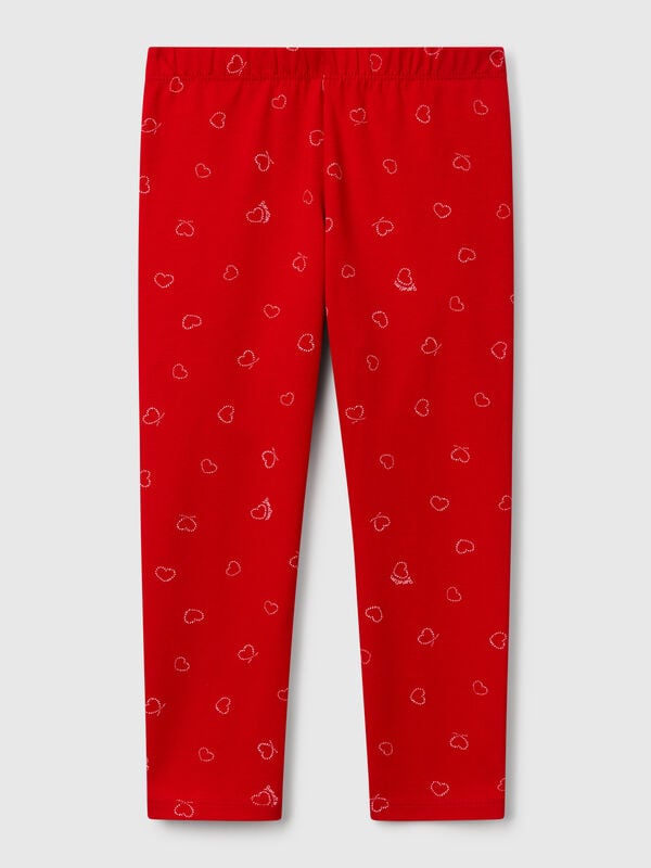 Rote Leggings mit Herzdruck Mädchen