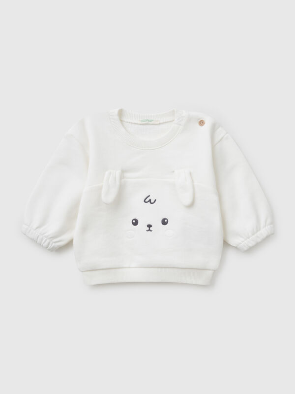 Sweatshirt mit Stickerei und Patch aus Baumwolle Newborn