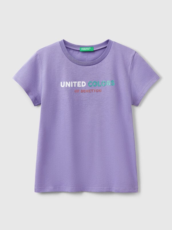 Glitzer-Logo-T-Shirt aus Baumwolle Mädchen