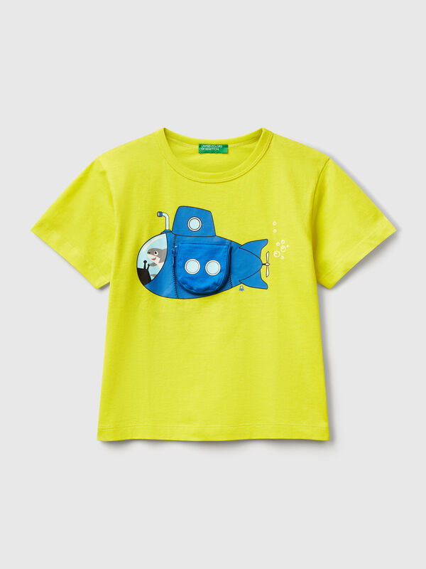 T-Shirt mit U-Boot-Print und Applikation Jungen