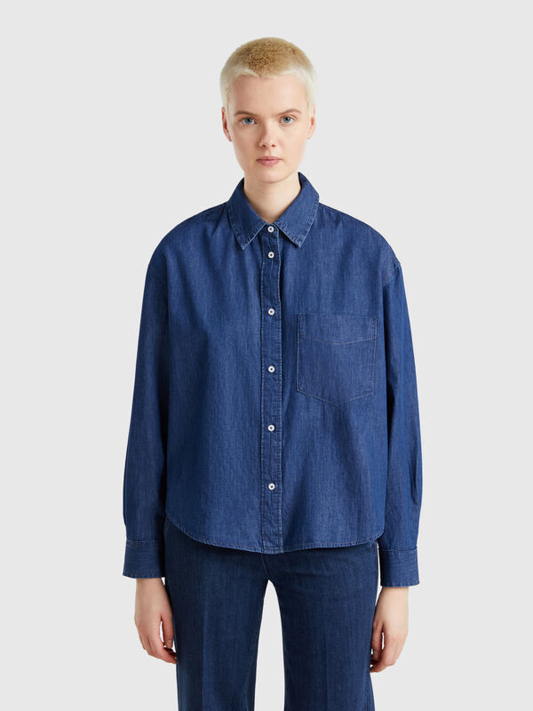 Kurzes Chambray-Hemd Damen