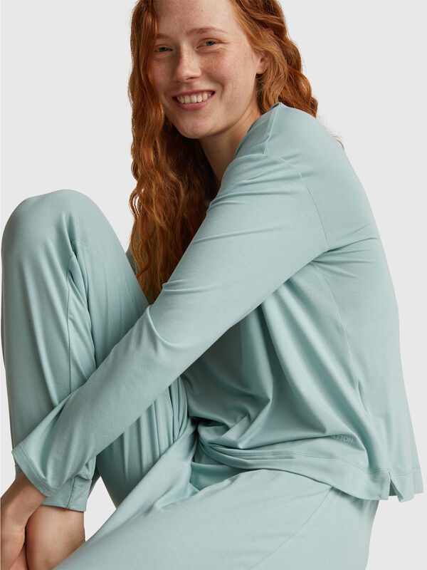 Langärmliges T-Shirt aus elastischem Modal Damen