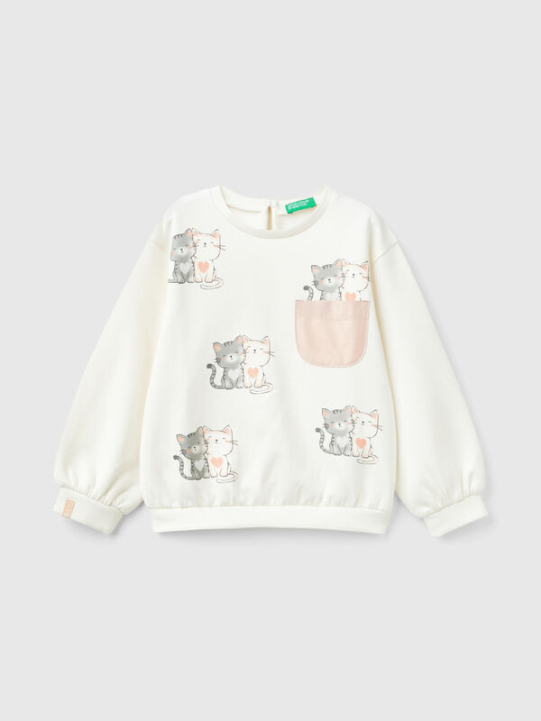 Sweatshirt mit Katzendruck Mädchen