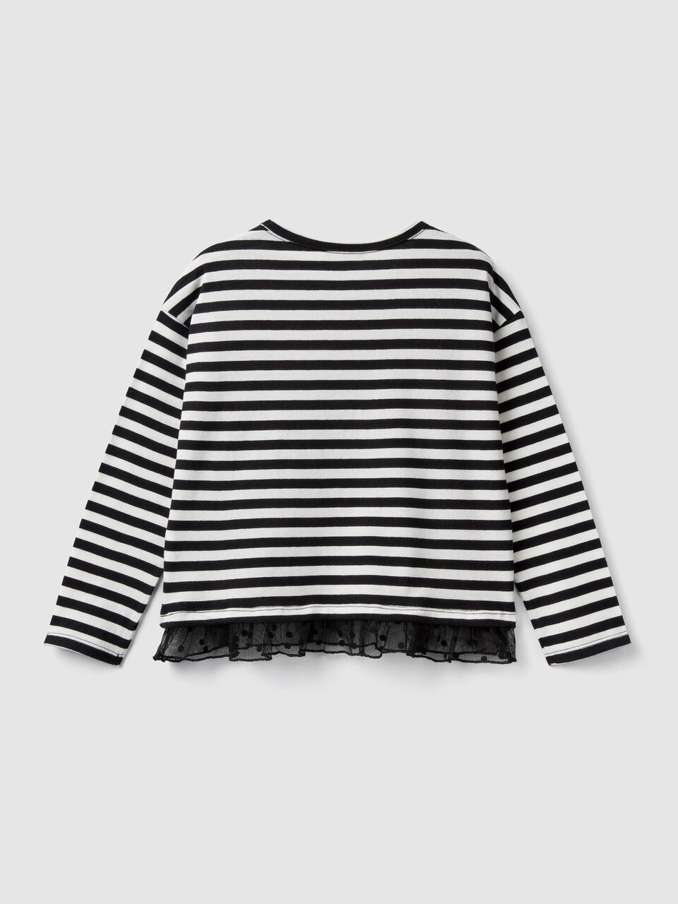 T-Shirt mit Streifen und Rüsche aus Tüll image number 2