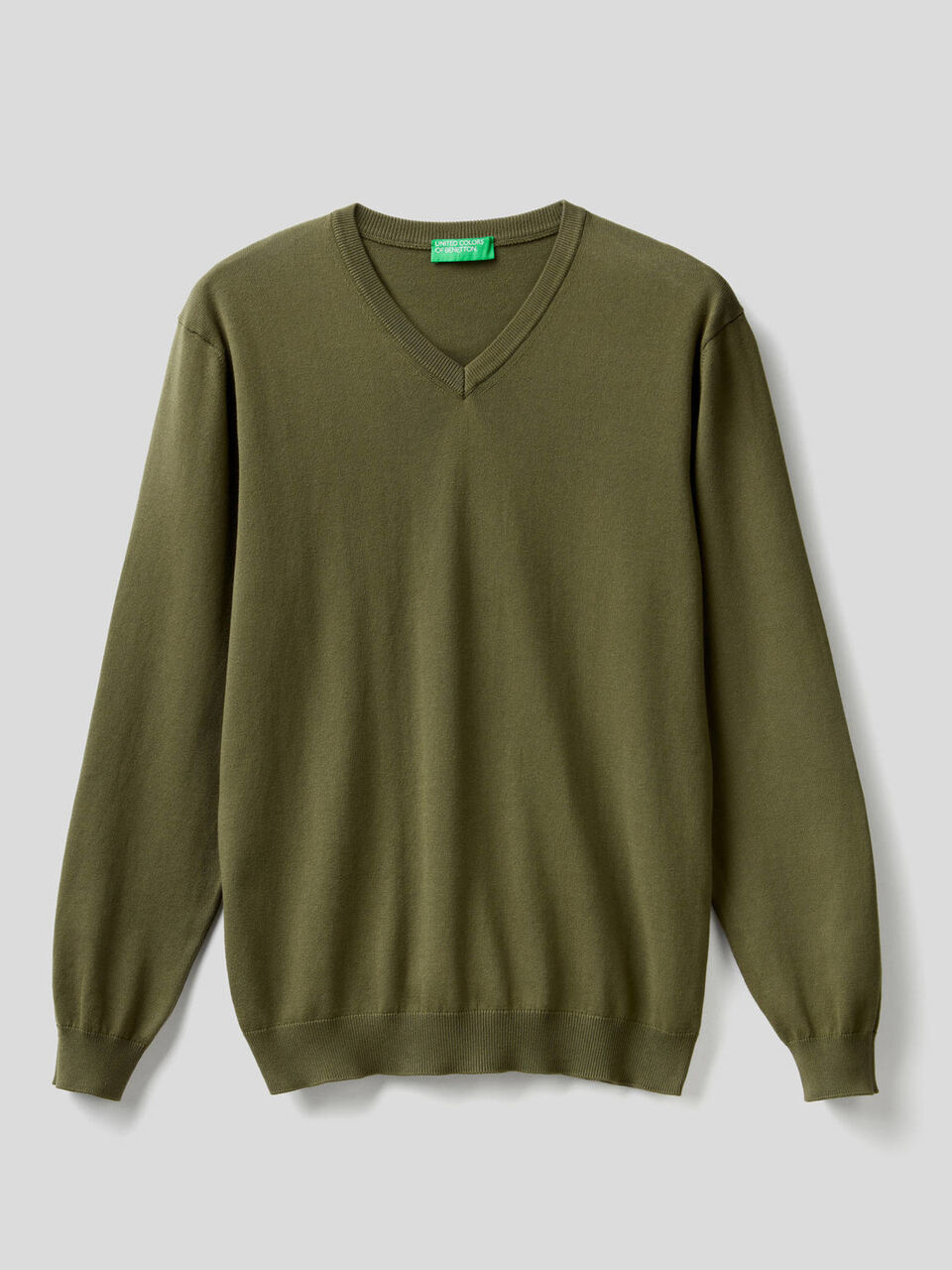 Pullover aus reiner Baumwolle mit V-Ausschnitt image number 1