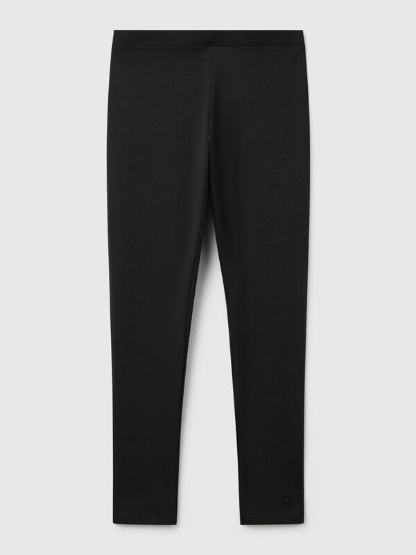 Leggings aus elastischer Baumwolle mit Logo Mädchen
