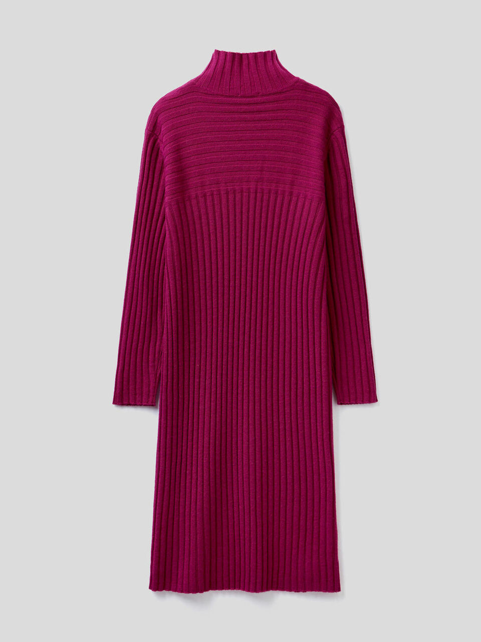 Geripptes Kleid aus Strick in einer Wollmischung image number 2