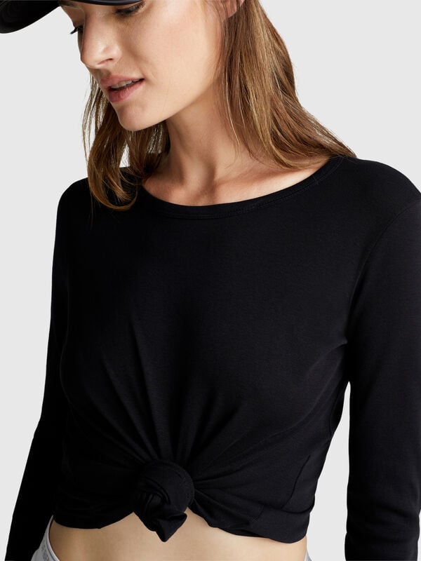 Langarm-T-Shirt aus 100 % Baumwolle Langarm-T-Shirt aus 100 % Baumwolle Damen
